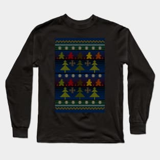 Christmas Sweater Board Game Meeple - Board Games Design - Gaming Art Long Sleeve T-Shirt